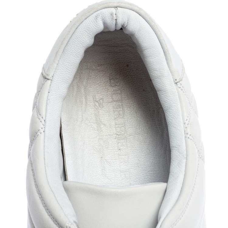 Pre Owned Burberry White Quilted Leather Westford Low Top Sneakers Size 39.5