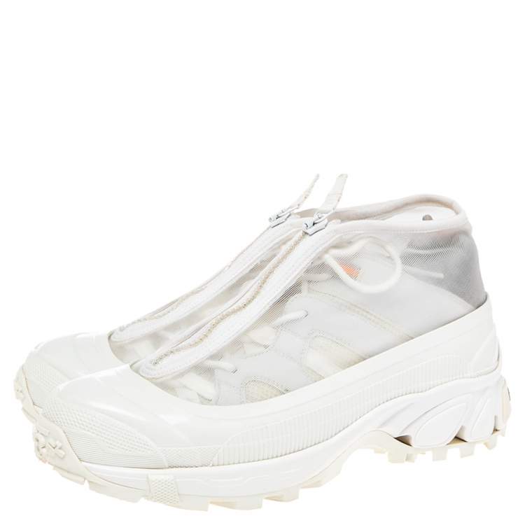 Pre Owned Burberry White Mesh and Rubber Arthur Low Top Sneakers Size 39