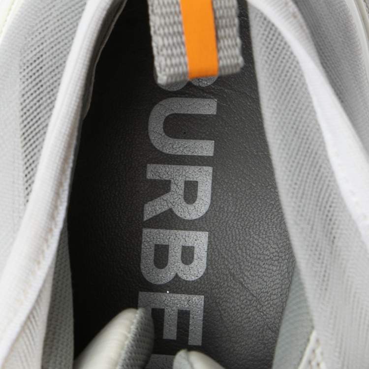 Pre Owned Burberry White Mesh and Rubber Arthur Low Top Sneakers Size 39