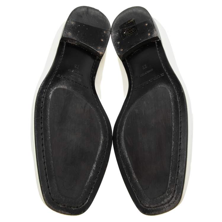 Pre Owned Burberry White Patent Leather Chillcot Slip On Loafers Size 36