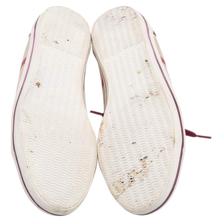 مملوكة مسبقًا Burberry Pink Nova Check Canvas And Patent Leather Low Top Sneakers Size 37