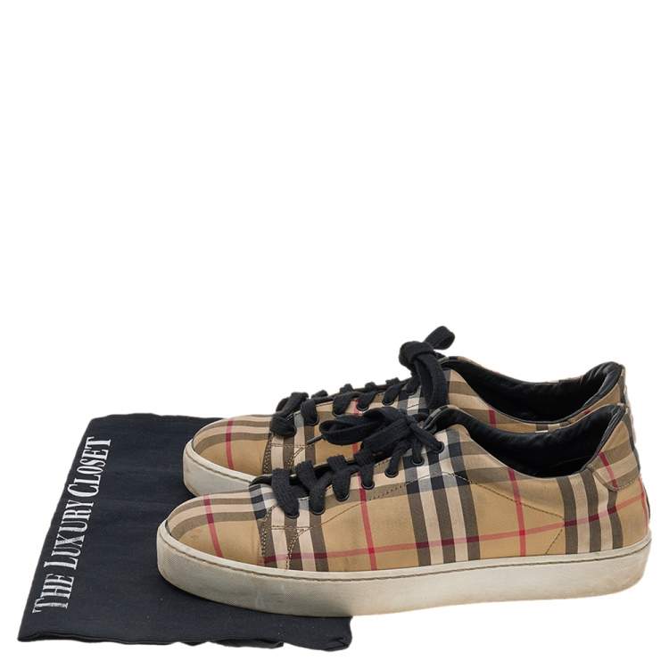Pre Owned Burberry Beige Vintage Check Canvas Low Top Sneakers Size 40
