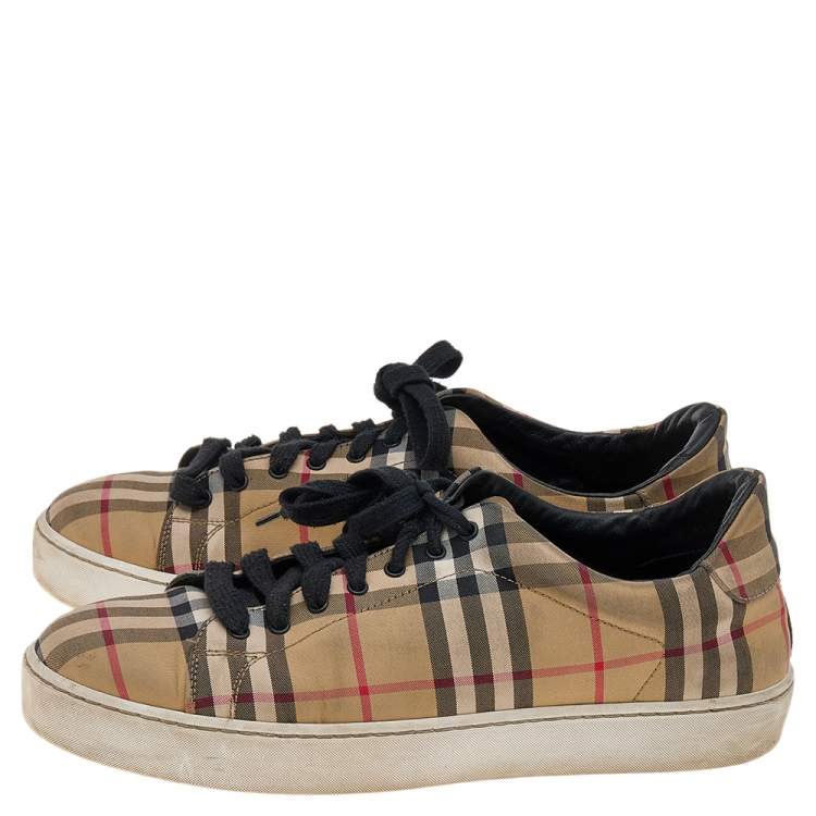 Pre Owned Burberry Beige Vintage Check Canvas Low Top Sneakers Size 40