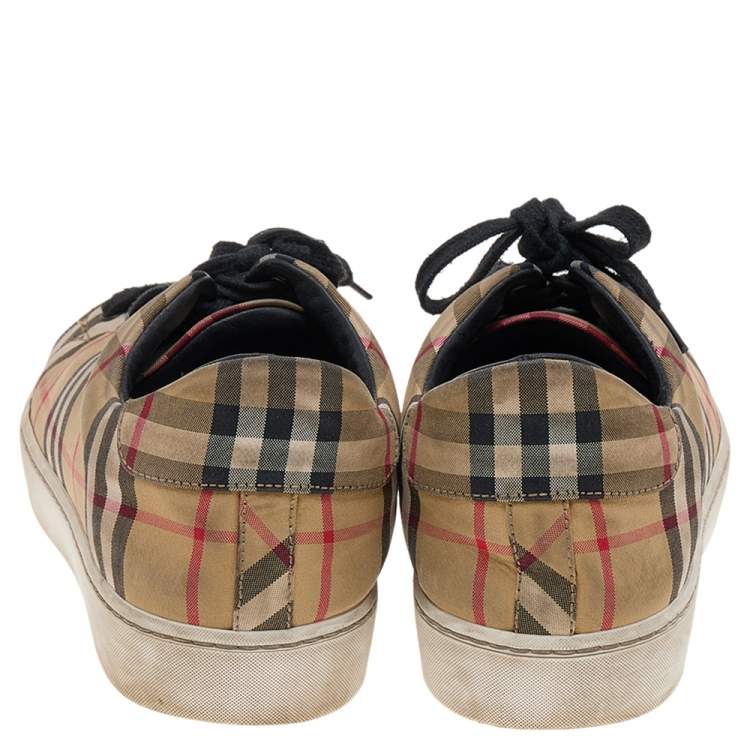 Pre Owned Burberry Beige Vintage Check Canvas Low Top Sneakers Size 40