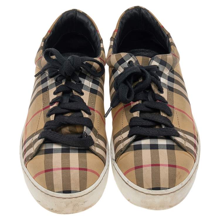 Pre Owned Burberry Beige Vintage Check Canvas Low Top Sneakers Size 40