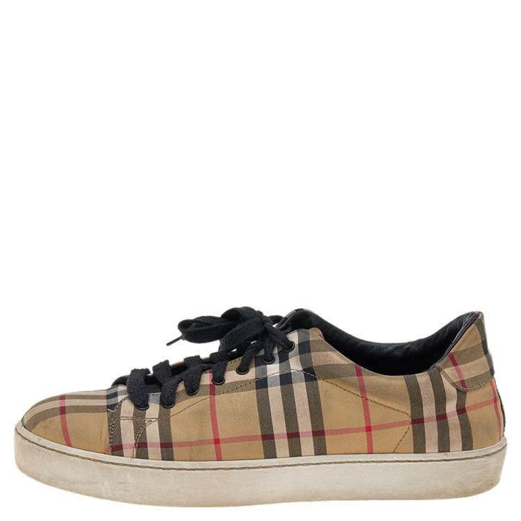 Pre Owned Burberry Beige Vintage Check Canvas Low Top Sneakers Size 40