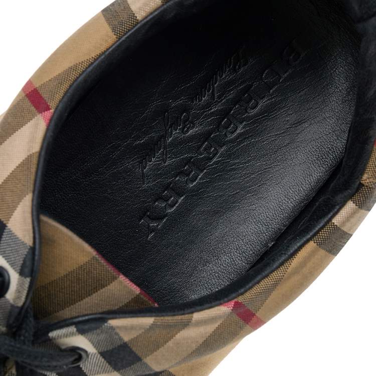 Pre Owned Burberry Beige Vintage Check Canvas Low Top Sneakers Size 40