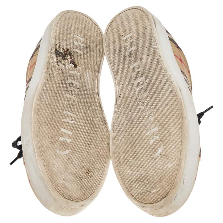 Pre Owned Burberry Beige Vintage Check Canvas Low Top Sneakers Size 40