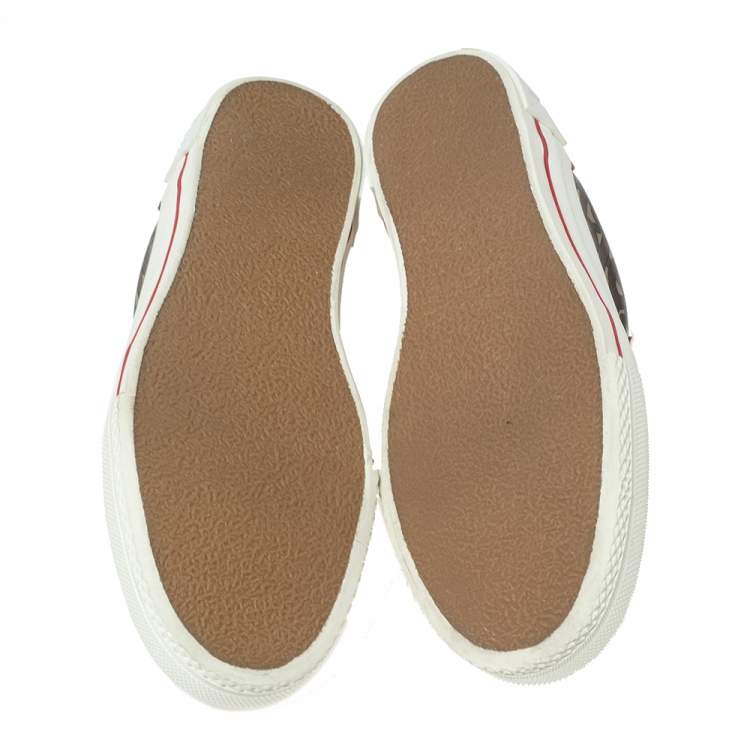 Pre Owned Burberry Brown Suede and Nelson Monogram Canvas Low-Top Sneakers Size 40