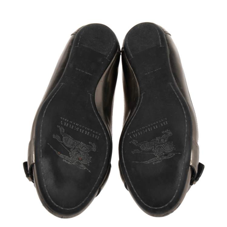 Pre Owned Burberry Beige Nova Check Canvas And Leather Avonwick Buckle Detail Ballet Flats Size 39