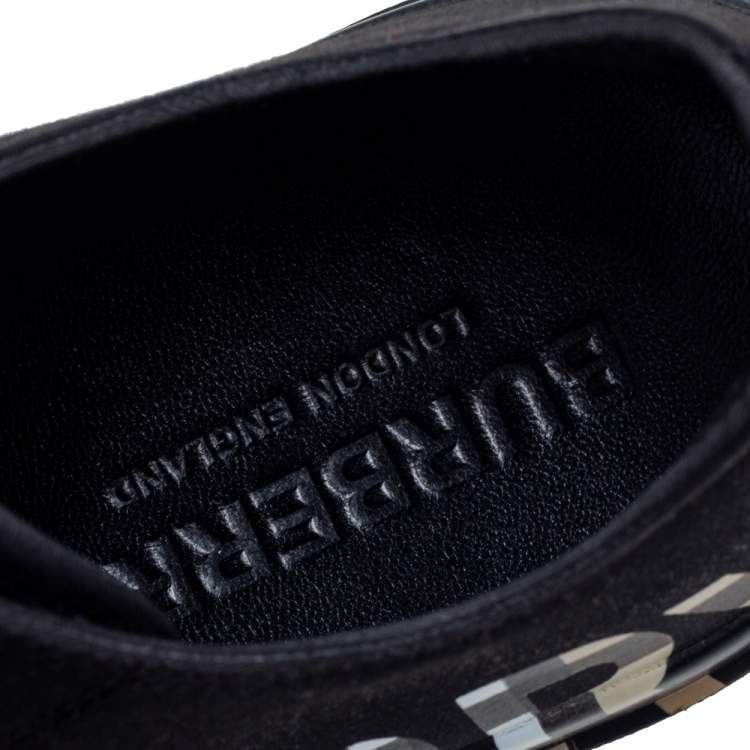 Pre Owned Burberry Black Canvas and Leather Larkhall Logo Low-Top Sneakers Size 36.5
