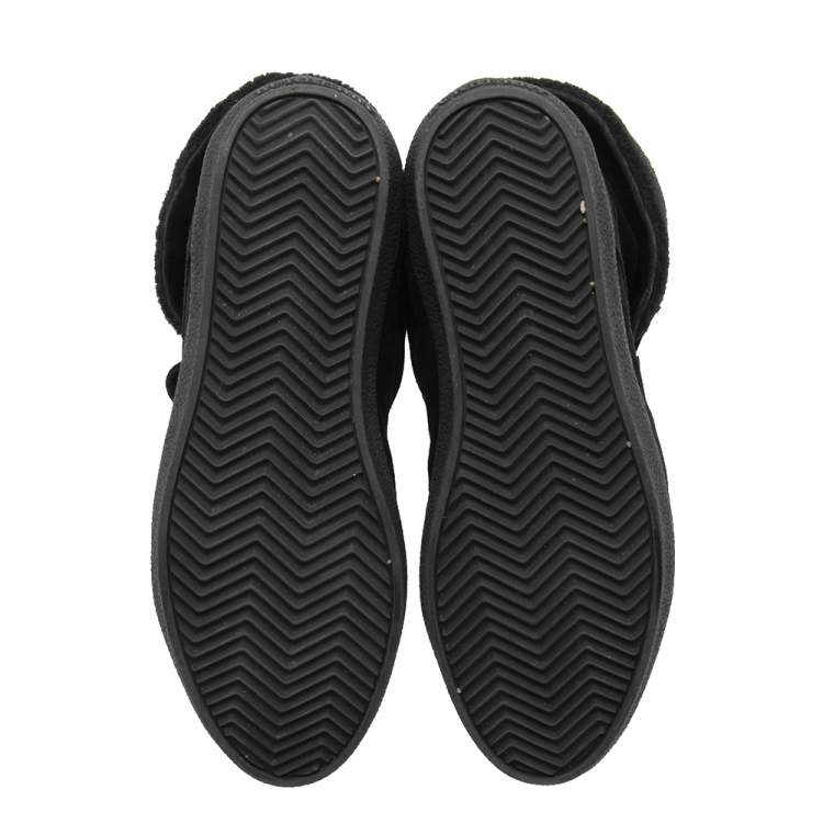 Pre Owned Burberry Black Suede Stanmore Foldover Snow Boots Size 39