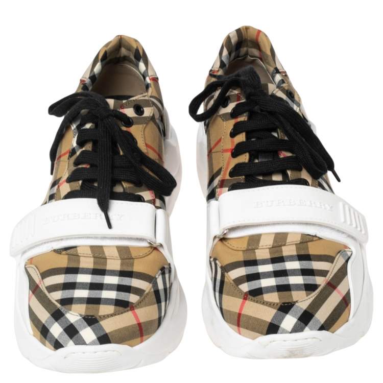 Pre Owned Burberry Check Canvas Regis Chunky Sneakers Size 45