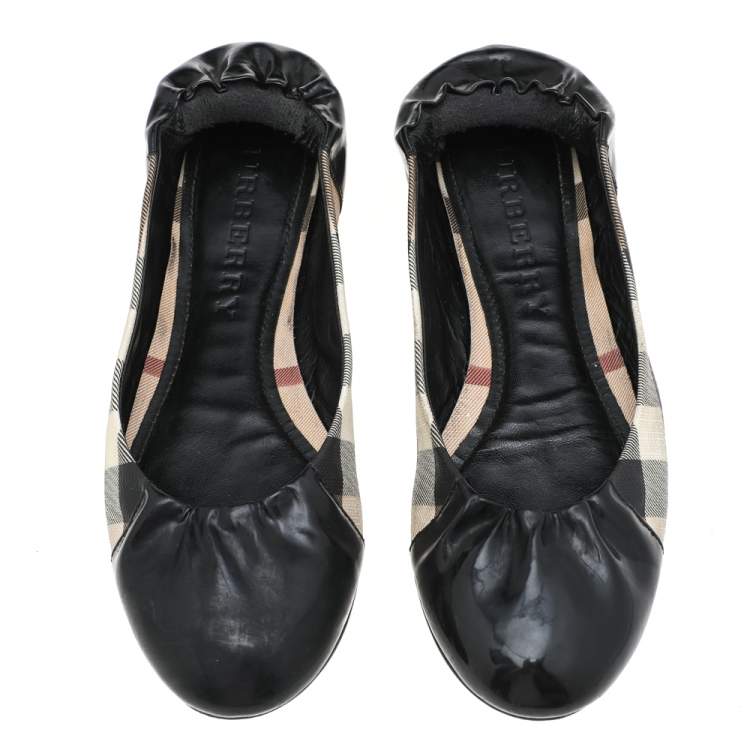 Pre Owned Burberry Multicolor Nova Check PVC And Patent Leather Ballet Flats Size 38 