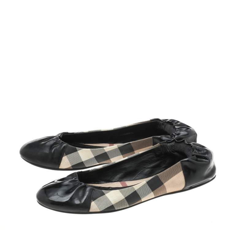 Pre Owned Burberry Multicolor Nova Check PVC And Patent Leather Ballet Flats Size 38 