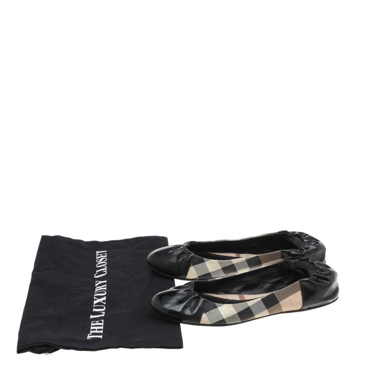 Pre Owned Burberry Multicolor Nova Check PVC And Patent Leather Ballet Flats Size 38 