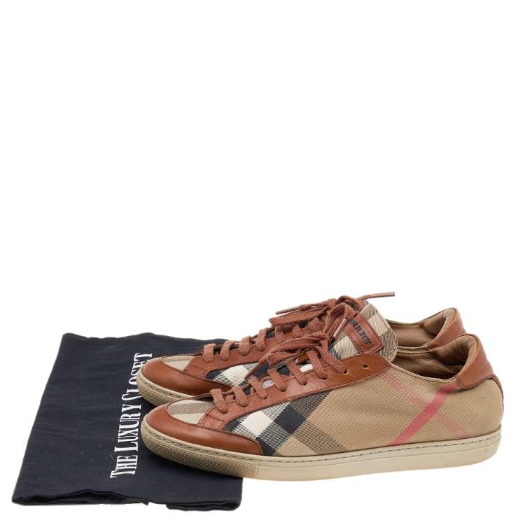 Pre Owned Burberry Multicolor Nova Check Canvas And Leather Low Top Sneakers Size 40
