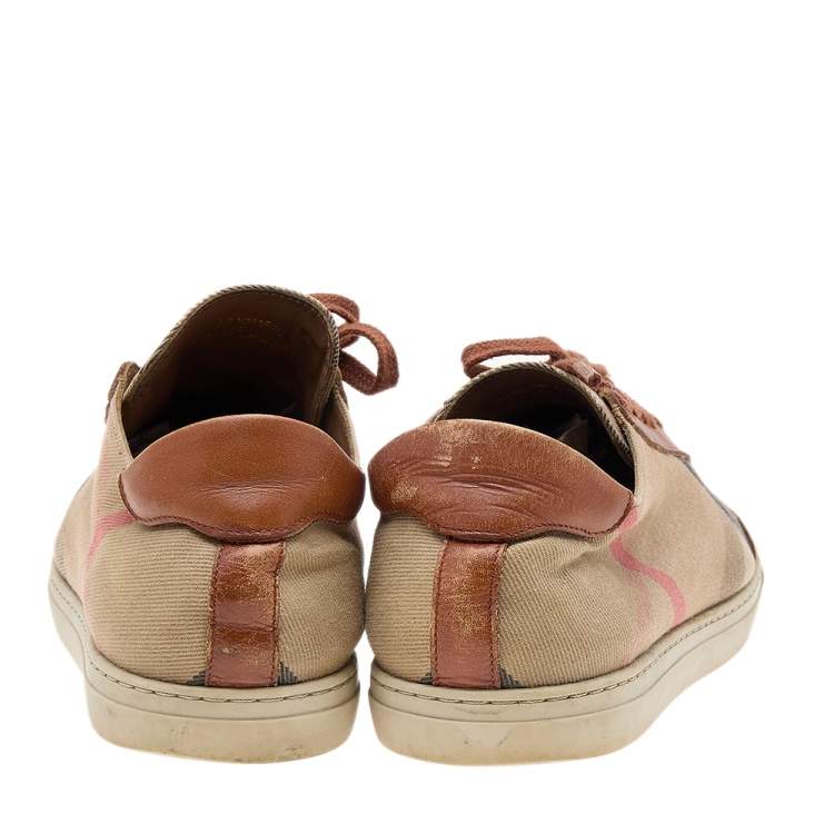 Pre Owned Burberry Multicolor Nova Check Canvas And Leather Low Top Sneakers Size 40