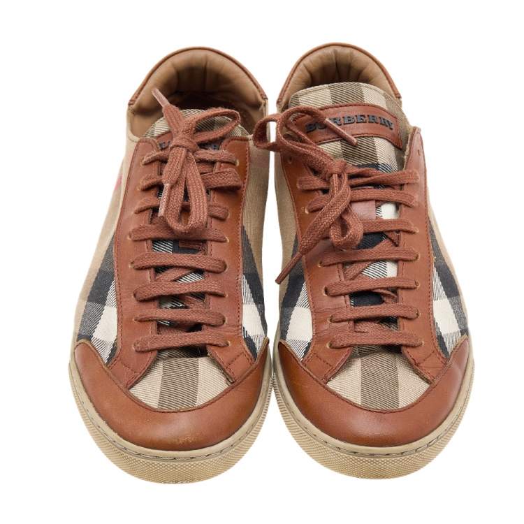 Pre Owned Burberry Multicolor Nova Check Canvas And Leather Low Top Sneakers Size 40