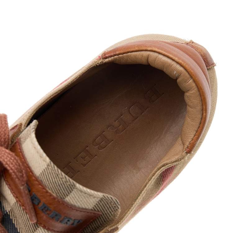 Pre Owned Burberry Multicolor Nova Check Canvas And Leather Low Top Sneakers Size 40