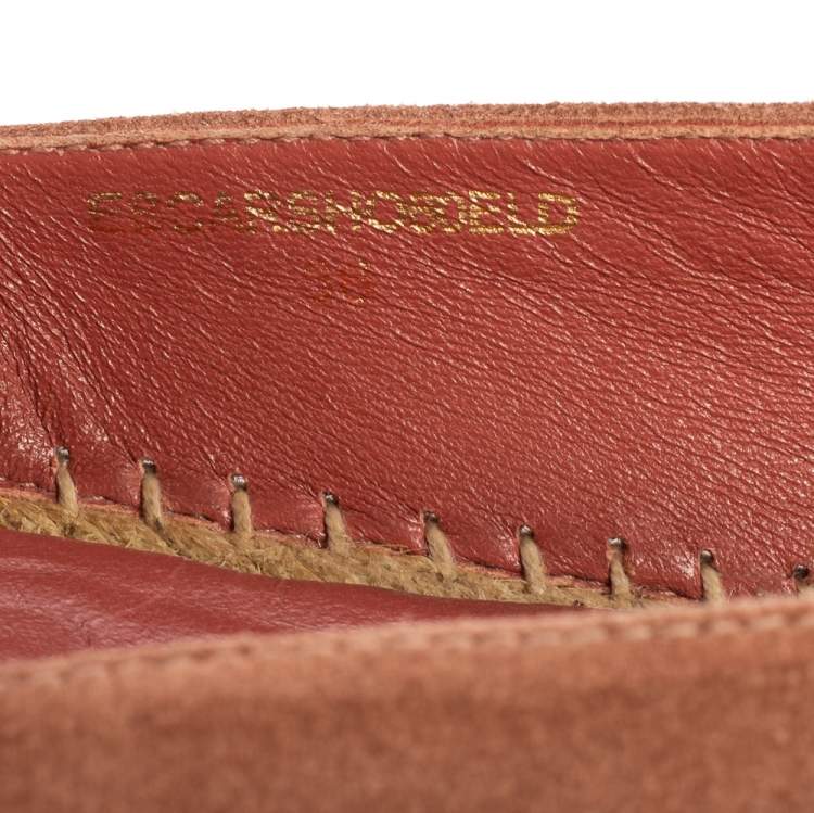 Pre Owned Burberry Tri-Color House Check Canvas and Suede Flat Espadrilles Size 36