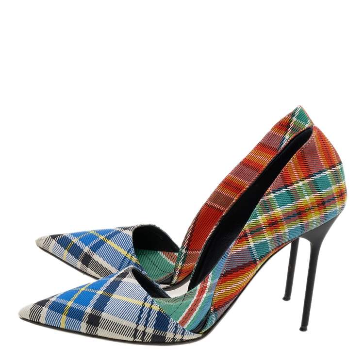 Pre Owned Burberry Multicolor Canvas Virna D'orsay Pointed Toe Pumps Size 39