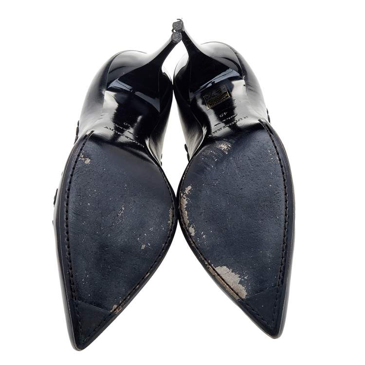 Pre Owned Burberry Black Leather Pointed Toe Pumps Size 40
