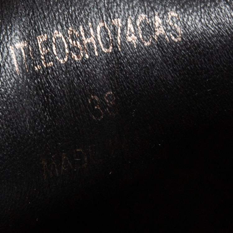 Pre Owned Burberry Black/Beige Leather And Nova Check Canvas Studded Low Top Sneakers Size 38