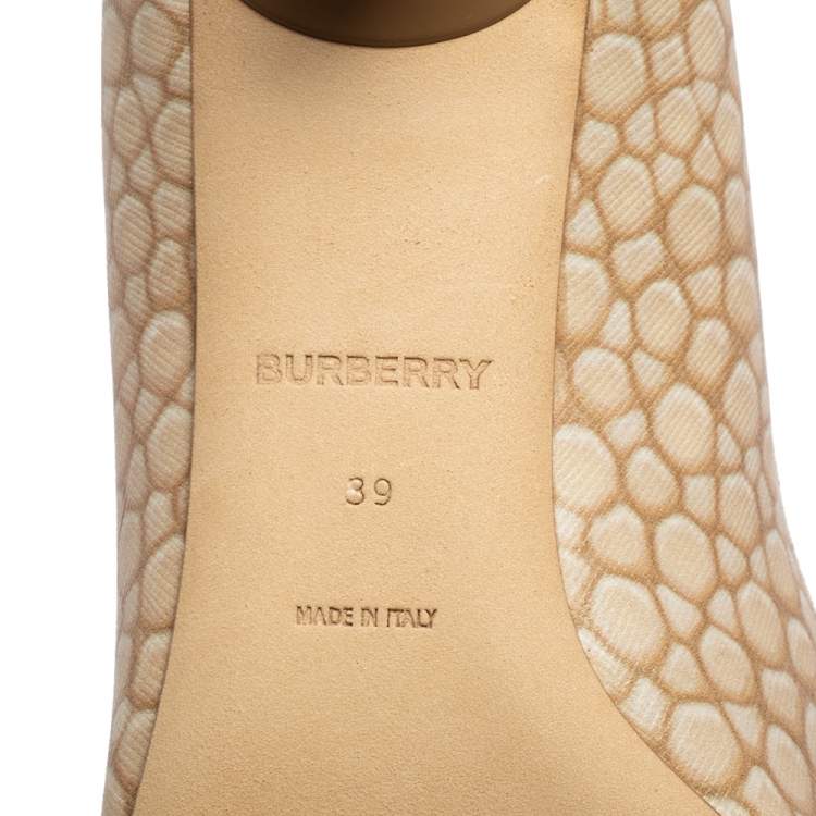 Pre Owned Burberry Beige Leather Ankle Strap Pointed Toe Pumps Size 39