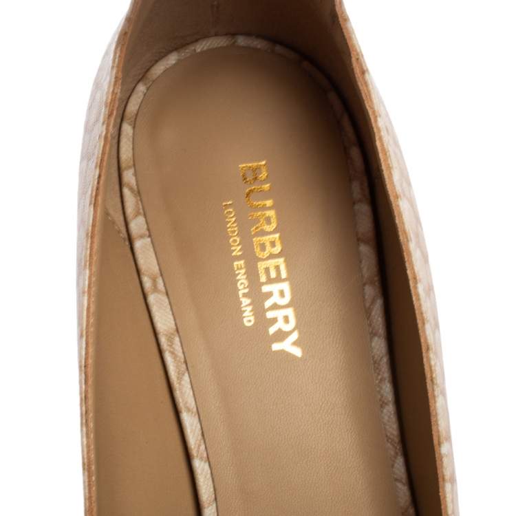Pre Owned Burberry Beige Leather Ankle Strap Pointed Toe Pumps Size 39