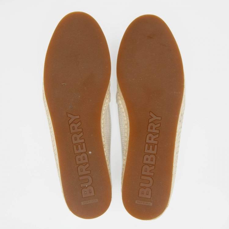 Pre Owned Burberry White Canvas Tabitha Espadrille Flats Size 38.5