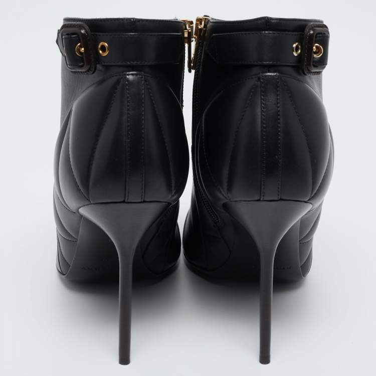 Pre Owned Burberry Black Quilted Leather Alexandra Pointed Toe Ankle Boots Size 40