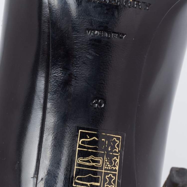Pre Owned Burberry Black Leather Pointed Toe Loafer Pumps Size 40