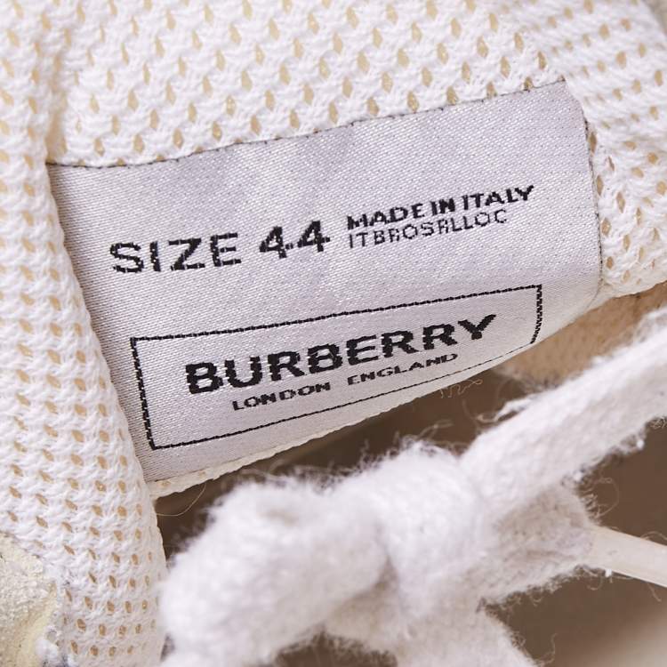 Pre Owned Burberry White/Grey Suede And Leather Ramsey Low Top Sneakers Size 44 