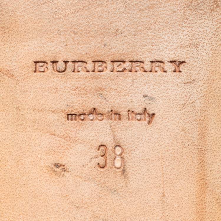 Pre Owned Burberry Brown Patent Leather Embellished  Thong Flats Size 38