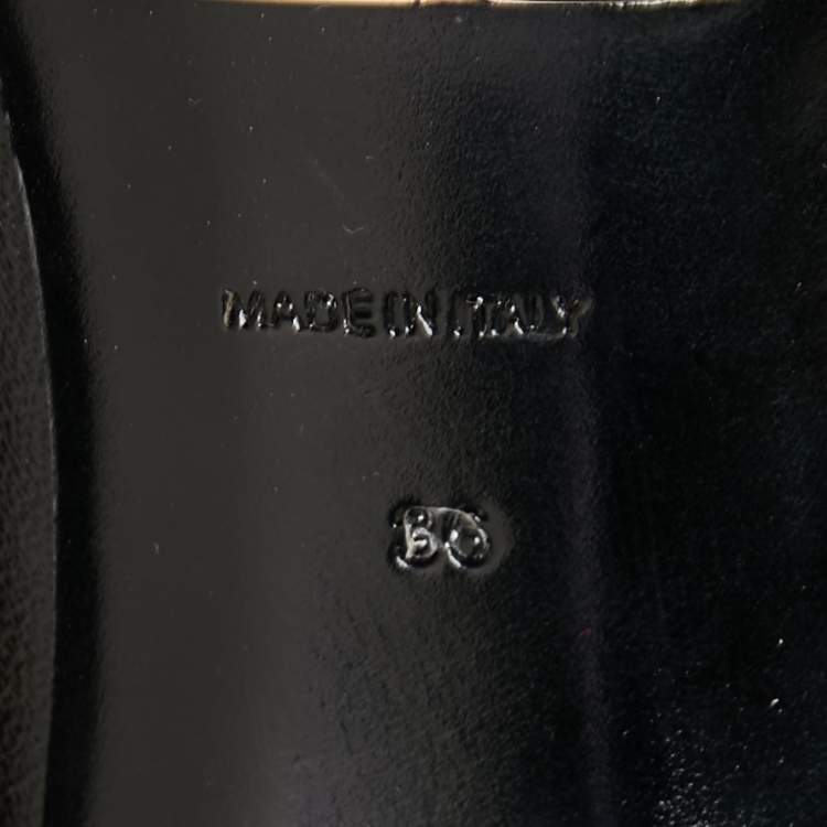 Pre Owned Burberry Black Leather Turnlock Peep Toe Pumps Size 36