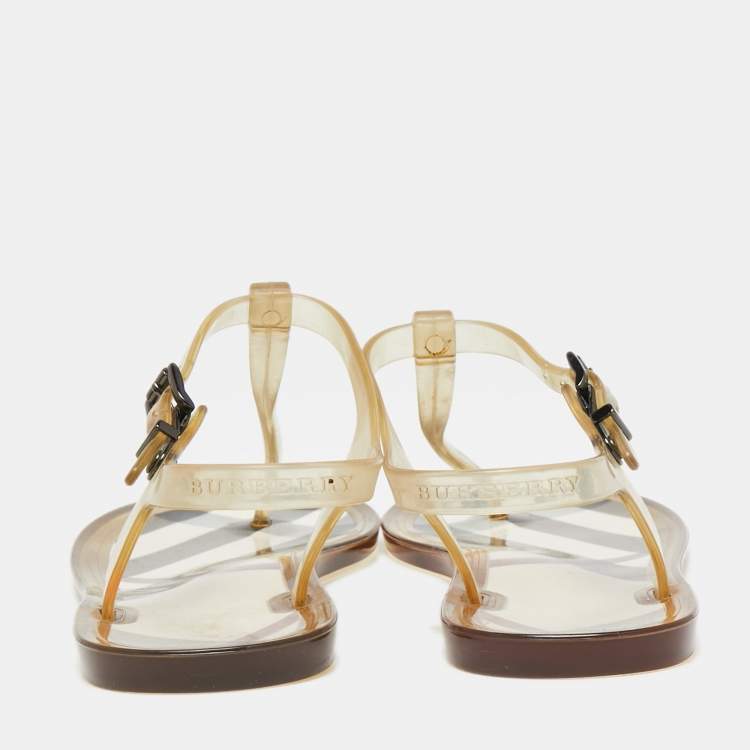 Pre Owned Burberry Light Yellow Jelly Thong Flats Size 36