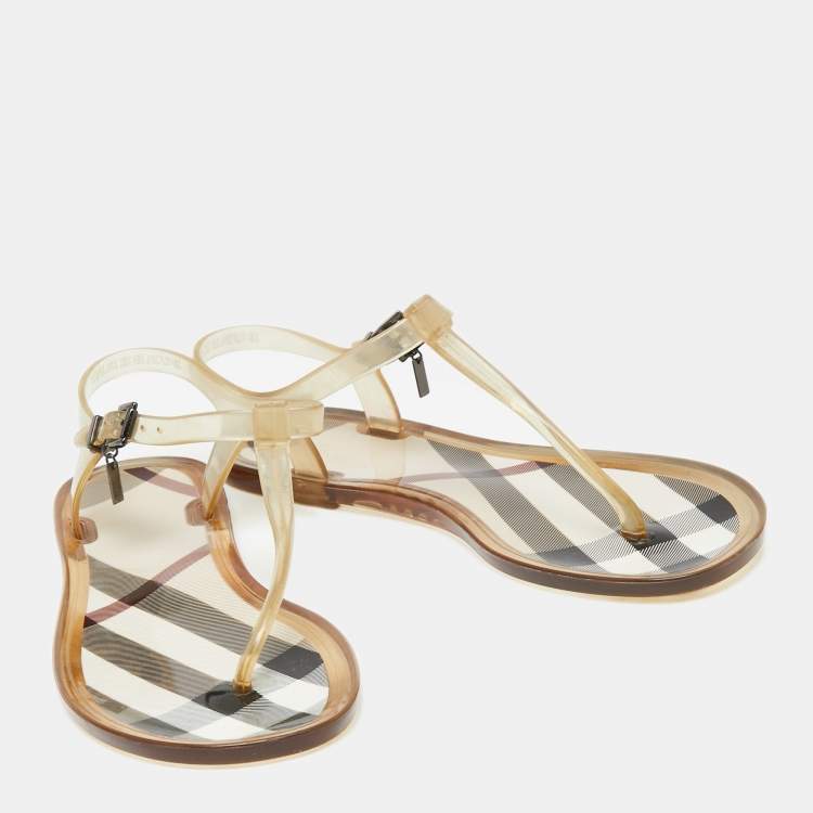 Pre Owned Burberry Light Yellow Jelly Thong Flats Size 36