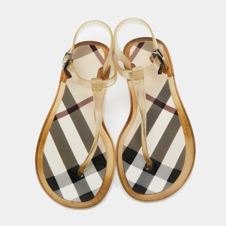 Pre Owned Burberry Light Yellow Jelly Thong Flats Size 36