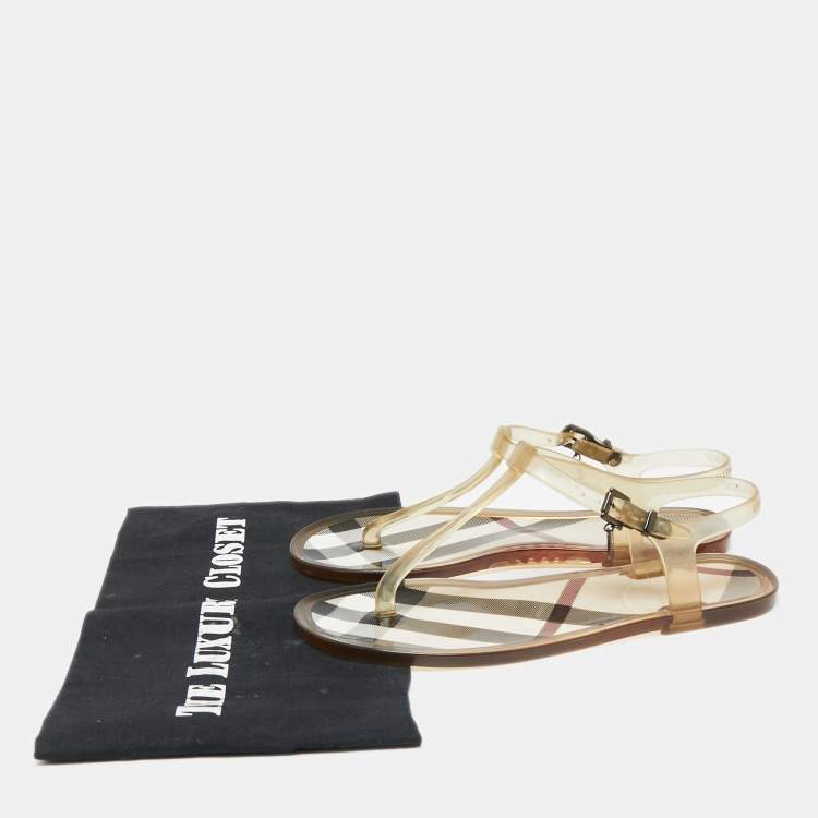 Pre Owned Burberry Light Yellow Jelly Thong Flats Size 36