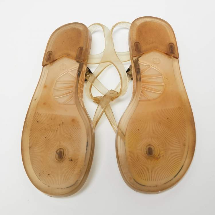 Pre Owned Burberry Light Yellow Jelly Thong Flats Size 36