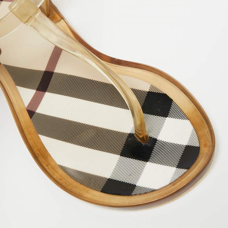 Pre Owned Burberry Light Yellow Jelly Thong Flats Size 36