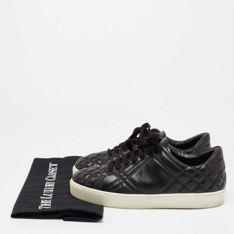 Pre Owned Burberry Black Quilted Leather Westford Lace-Up Sneakers Size 38.5