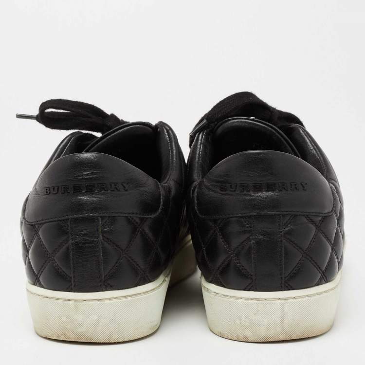 Pre Owned Burberry Black Quilted Leather Westford Lace-Up Sneakers Size 38.5
