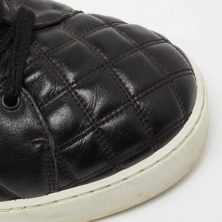 Pre Owned Burberry Black Quilted Leather Westford Lace-Up Sneakers Size 38.5