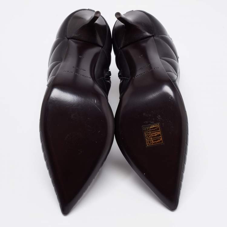Pre Owned Burberry Black Quilted Leather Alexandra Pointed Toe Ankle Boots Size 40