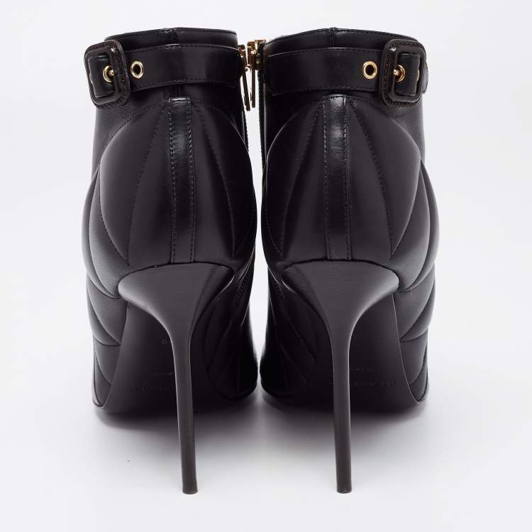 Pre Owned Burberry Black Quilted Leather Alexandra Pointed Toe Ankle Boots Size 40