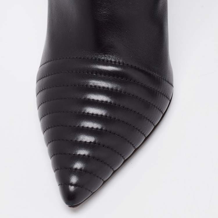 Pre Owned Burberry Black Quilted Leather Alexandra Pointed Toe Ankle Boots Size 40