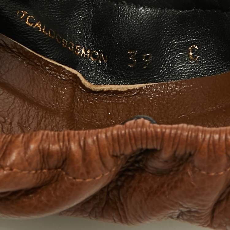 Pre Owned Burberry Brown/Beige Nova Check Canvas And Leather Scrunch Ballet Flats Size 39