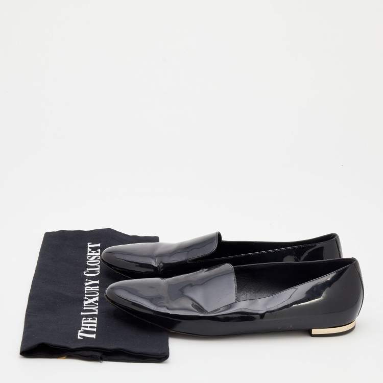 Pre Owned Burberry Black Patent Leather Slip on Loafers Size 41